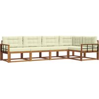 vidaXL Outdoor Sofa Set with Cushion 5 pcs Natural and Cream