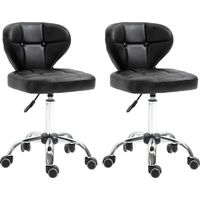 2er-Set Arbeitshocker mit Rückenlehne Rollhocker aus Kunstleder Drehhocker mit Lehne Kosmetikhocker Rollhocker Bürohocker 72-87 cm höhenverstellbar Büro Dunkelgrau 45 x 47 x 72-87 cm