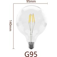 Lampes de croissance pour plantes (G95, Blanc froid, 4 unités, 2 W 220 V) Ampoules à filament rétro Edison à économie d'énergie Global Light Lampada