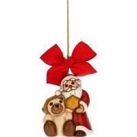 THUN - Addobbo Natalizio Babbo Natale con Teddy Maxi - Ceramica - Linea Natale - Living, Arredare la Casa - 6,2x5,5x7,5 cm h