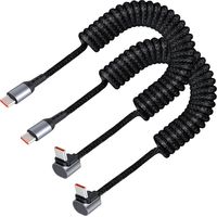 100-W-Winkel-Spiral-USB-C-Kabel (0,4 bis 1 m) – Flexibles Daten- und Schnellladekabel fürs Auto, Android Auto, CarPlay, kompatibel mit iPhone 16/15, Tesla Model Y, Samsung Galaxy S24