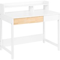SoBuy Scrivania con 2 cassetti Scrivania per cameretta da ragazzi Scrivania Scaffale Tavolo Bianco 100x59x95cm FWT106-W