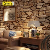 Papier peint trompe l'oeil briques antiques 0.53m x 10m – Intissé résistant à la déchirure – Application facile avec colle – Style Art déco – Ideko