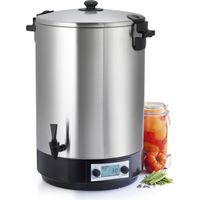 Stérilisateur électrique inox 45L 2500W avec robinet et minuteur – Programme automatique jusqu'à 180 min – Couvercle verrouillable – Nature&Saveurs