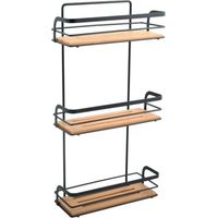 Estante de ducha de 3 niveles para fijar HIKO Bamboo & Black Steel MSV