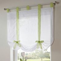 - 1 pièce Romain Rideau Adorable Nœud Assis Chambre Style en Voile brodé fenêtre - Vert - 100cmx140cm-Ensoleillé