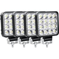 Lot de 4 Phare de Travail LED 8.5cm 3.4'' 48W Projecteur LED 12V 24V Etanche IP67 Spot Feux Antibrouillard LED pour 4x4 Voiture Camion Tracteur SUV Bateau Quad Vehicule