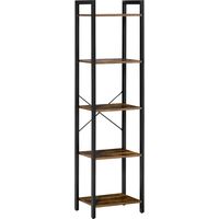 Libreria Stile Industriale a 5 Scaffali e Acciaio, 40x30x154cm, Marrone Rustico