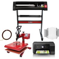 PixMax - Kit per Sublimazione Plotter per Taglio Vinile con Software - 720 & Pressa a Caldo Termopressa Basculante - 38x38 & Stampante ECO Tank & 10 Mascherine Campioni Personalizzabili