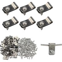 50 Pcs Stainless Steel Fence Fixing Clamps, Wire Mesh Mounting Clips, Screws Included, Hard Wire Mesh Fixing On Wall, Rigid Wire Clip On Pole, Fence Wire Clips