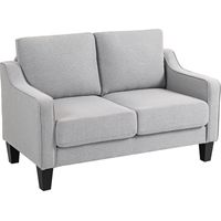 Divano 2 posti salvaspazio in tessuto effetto lino, grigio chiaro, 136x77x86 cm