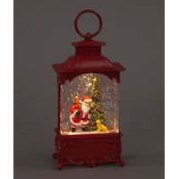 Santa and Dog Christmas Water Lantern Light Up Snow Globe Decoration - 24cm