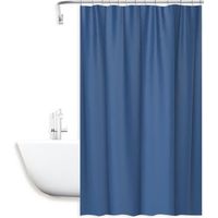 Trade Shop - Cortina De Ducha Impermeable Antimoho 180x200cm Con 12 Ganchos Anillas Baño Azul 69892 -