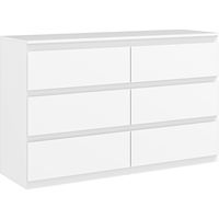 Cassettiera 6 Cassetti per Camera da Letto con Guide in Metallo, 120x39x75 cm, Bianco