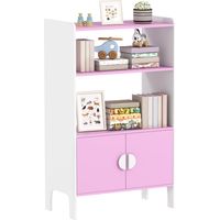 Bücherregal für Kinder. 2 Regale. 2 Schränke. freistehend. Anti-Kipp-Design. rutschfeste Füße. MDF. Rosa+Weiß