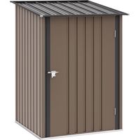 Cobertizo de jardín 0,92 m² 100x103x160 cm caseta de jardín metálica con 1 puerta y cerradura para almacenamiento de herramientas marrón
