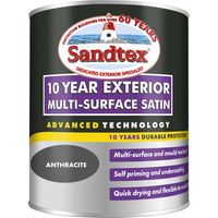 Sandtex 10 Year Exterior Multi Surface Satin - Anthracite - 750ml
