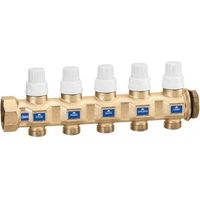 Collecteur de retour complet avec vannes d'arrêt intégrées 7 sorties Caleffi 666775S1 7 - 1 1/4" F