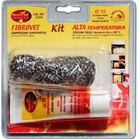 guarnizione in fibra di vetro best fire "kit fibrovet" con corda 1,5 mt, diametro 10 mm e tubetto silicone nero da 60 ml