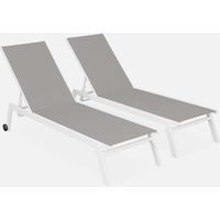 Tumbona de aluminio de multiposición con ruedas, set de 2