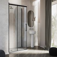 Duschkabine rechteckig mit anti-kalk h 200 Klarglas 8 mm mod. Prime Black Duo 1 Anta 70x130 cm linke Version
