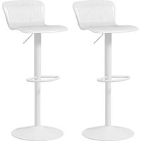 Taburetes Altos Cocina Giratorios Respaldo Altura Réglable 120 kg Bar Salón Blanco Set 2