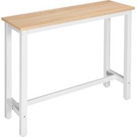 Woltu – Table de bar 120x40 cm – Structure en métal – Plateau en bois massif – Hauteur 100 cm – Résistante aux rayures et facile à nettoyer