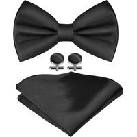 Ensemble nœud papillon pour homme, nœud papillon de smoking en satin et mouchoir assorti, nœud papillon de cérémonie ajustable pour les fêtes et les mariages.