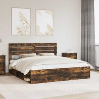Bettrahmen Geräucherte Eiche 200 x 200 cm Massives Kiefernholz
