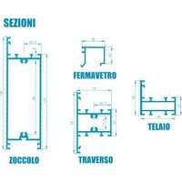 Modulo Continuativo Parete Divisoria in Vetro Trasparente Alluminio e Bachelite 1 Traversa Alta Colore Bianco Puro RAL 9010 - H2550xL1000 mm - ITALFROM