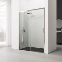 Paroi de douche coulissante 170-174 cm – Verre de sécurité 6 mm transparent – Profilé argent haute brillance – Système anti-chute – Real Shower