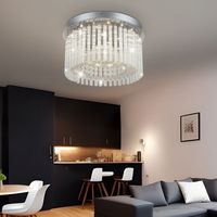 Plafonnier plafonnier lampe en cristal lampe de salon lampe de salon, tiges de verre cristal suspendu chrome, LED blanc neutre, DxH 37x23cm