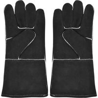 Gant Barbecue, Gant CheminéE Feu, Gants De Four, Gant en Cuir RéSistant à La Chaleur, Gant De Protection Ignifuge,( Noir)