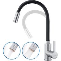 Mitigeur de Cuisine Flexible avec 2 Modes Jet, Rotation à 360°, Robinet Cuisine Noir Bec Haut Orientable Librement