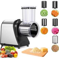 Coupe-légumes électrique, Gros Calibre Amélioré Rape à Fromage, 250W Râpe a Légumes Électrique, Hachoir Multifonctionnel Râpe, Râpe Carottes Electrique, avec 5 Lames