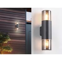 LED Außenwandleuchte Up and Down in Schwarz / Rauchfarbig, Höhe 33cm