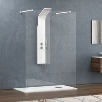 Parete doccia walkin con staffe bianche 110cm vetro trasparente KW3000B kamalu