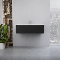Inda - Mobile bagno 100 cm Nero opaco con 1 cassetto e lavabo in