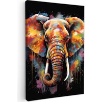 QUADRO SU TELA Elefante - Graffiti - Nero - Animali - Colori 90x140 cm
