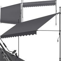 Store à pince sans perçage en polyester 350 x 180 cm gris