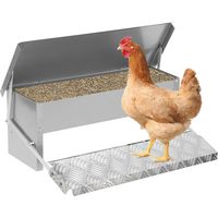 TolleTour Futterautomat Hühner für Geflügel – Hühnerfutterautomat mit Selbstöffnendem Pedal, Trog Spender, ideal für Hühner und Gänse 50x20x19cm