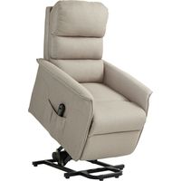 Poltrona Alzapersona Elettrica Reclinabile con Poggiapiedi, Telecomando e Tasca, Beige