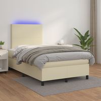 Sommier tapissier et matelas et LED Lit adulte Contemporain Crème 120x200 cm Similicuir 23197