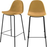 Lot de 2 chaises pour îlot central 65 cm en velours jaune - Henrik