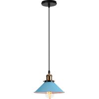 Pendant Light Fitting, Antique Dome Chandelier with Ø22cm Lampshade, Vintage Hanging Lamp for Living room Bedroom Dining Room (Blue)