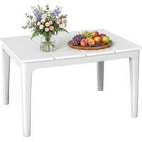Table d'appoint 70 x 53 cm, table de jardin rectangulaire en plastique résistant aux intempéries, supportant jusqu'à 35 kg, blanc crème