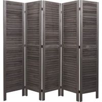 Paravent HHG-527, Trennwand Sichtschutz Raumteiler, Shabby-Look 170x200cm grau-braun