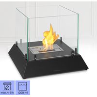 Klarstein Tischkamin Indoor, Tragbarer Bio Ethanol Tischkamin, Bioethanol Kamin, 4-6H Brenndauer, 2,2kW Tischkamin Ethanol Innen, Geruchsneutrales & Rauchfreies Tischfeuer Indoor & Outdoor, 48x48x40cm