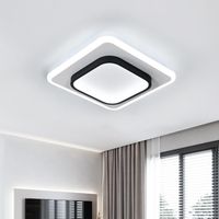 Plafonnier LED Moderne, 30W 3375LM Lampe de Plafond Carré en Acrylique, Noir Luminaire Plafonnier Noir Blanche pour Salon, Chambre, Cuisine, Couloir, Blanche Froide 6500K, 30CM