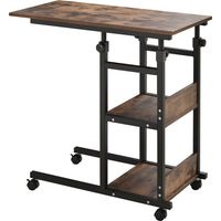 TABLE Mobile Polyvalente Réglable Hauteur Métal Marron 80L x 40W x 82H cm